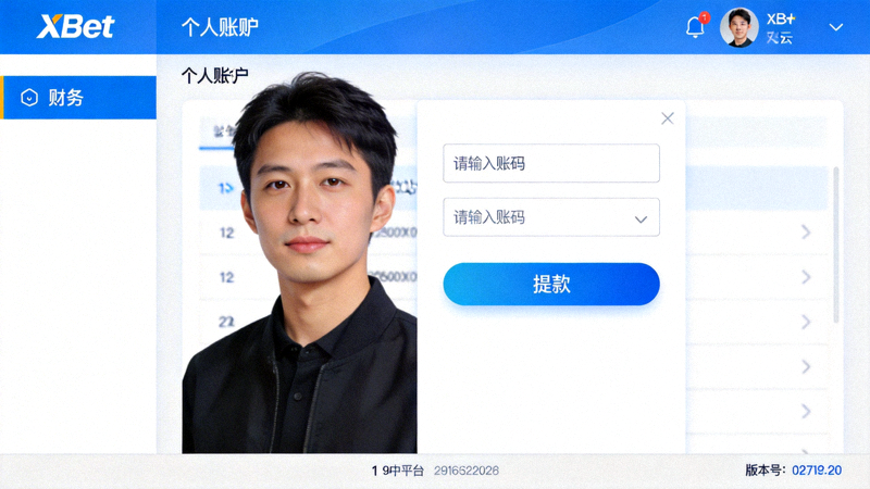 1xbet 平台個人帳戶頁面截圖，展示財務與提款功能入口位置